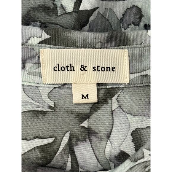 Cloth & Stone Floral Long Sleeve Button Up Women's Medium Gray Tencel Bloomcore - Picture 6 of 7